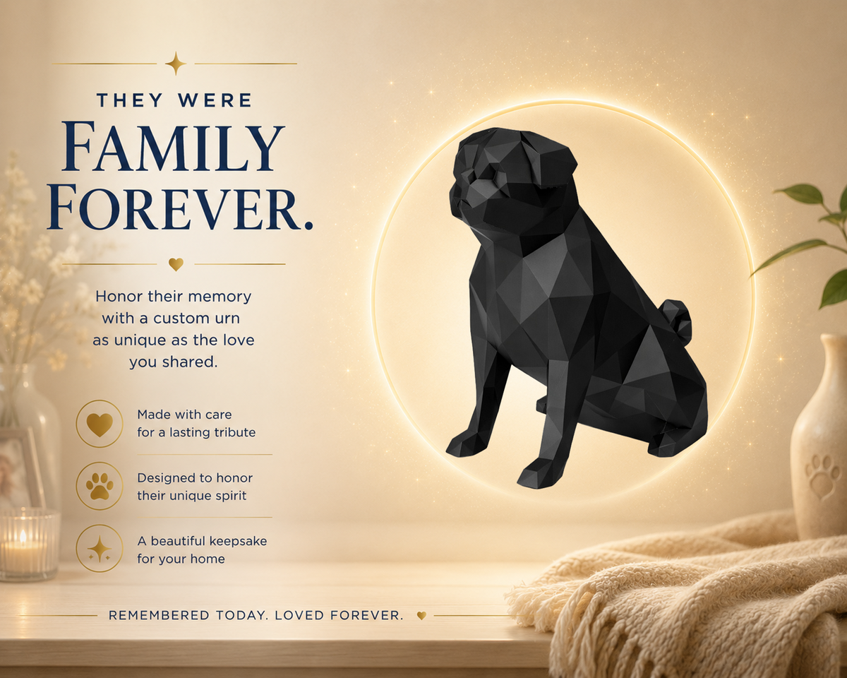 Black Pug Custom Pet Urn