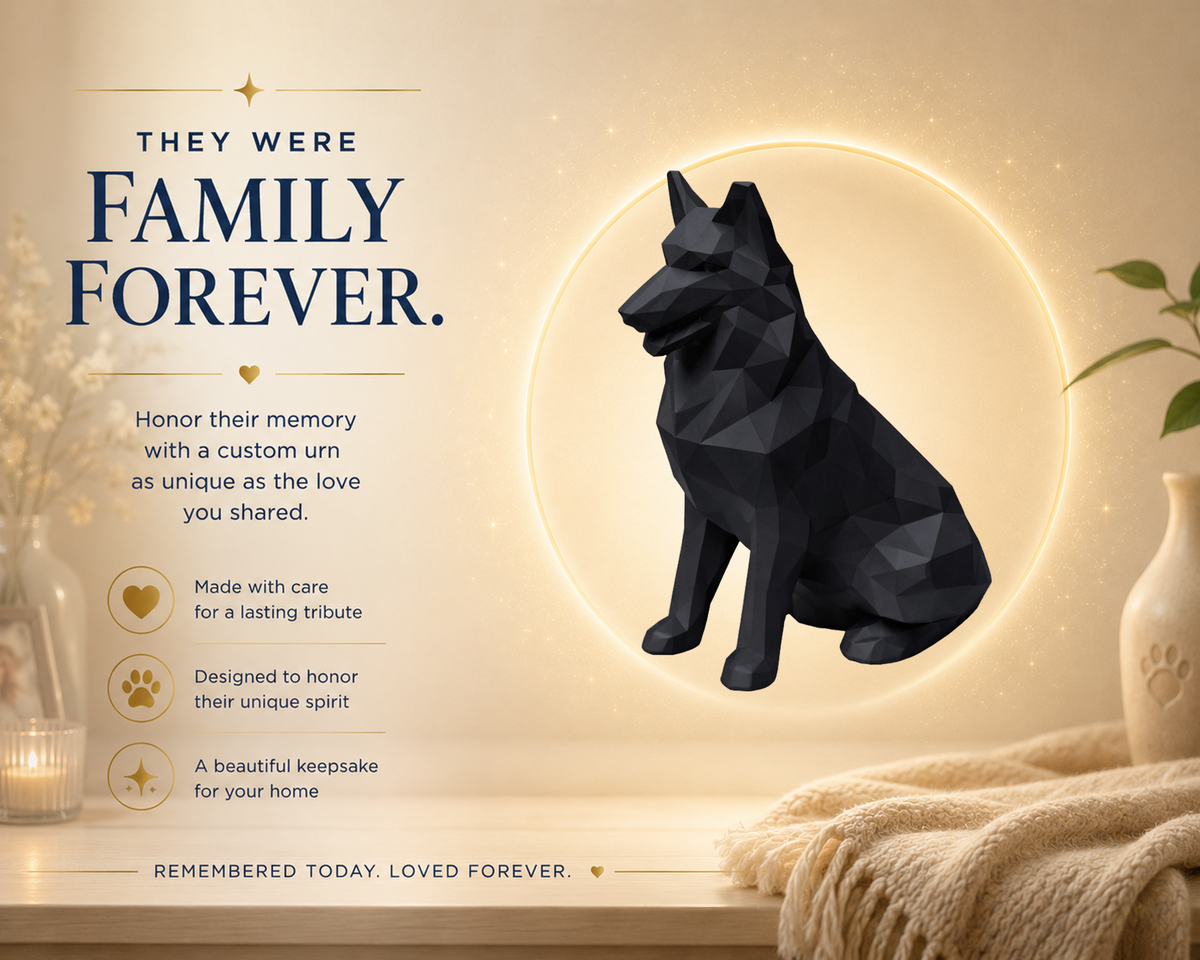 Black Shetland Shephard Custom Pet Urn