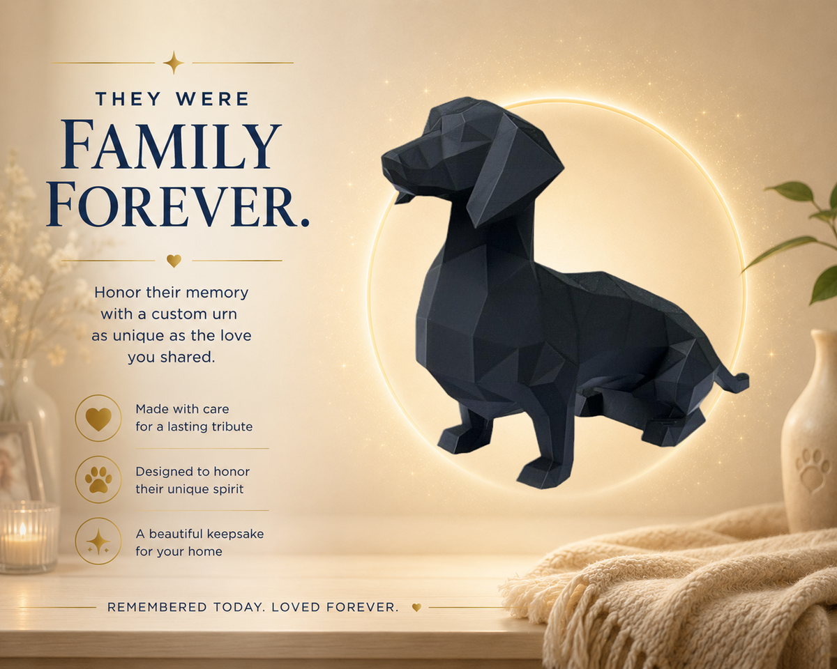 Black Dachshund Custom Pet Urn