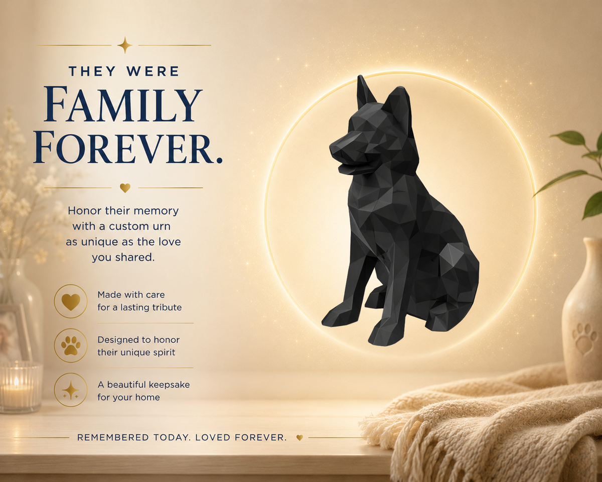 Black German Shepherd Custom Pet Urn
