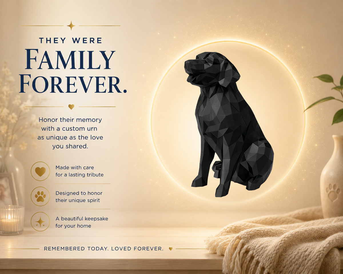 black Golden Retriever custom Pet Urn