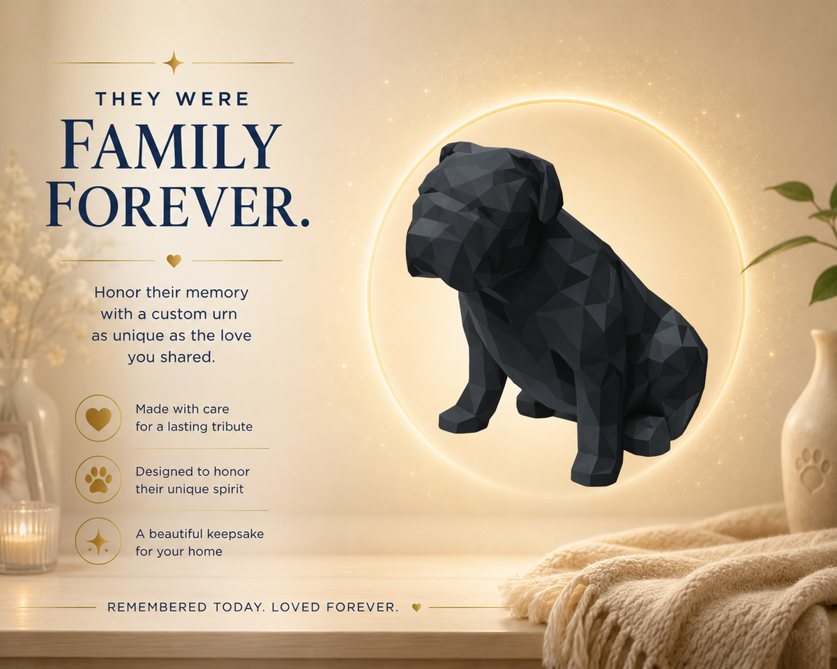 Black English Bulldog Custom Pet Urn