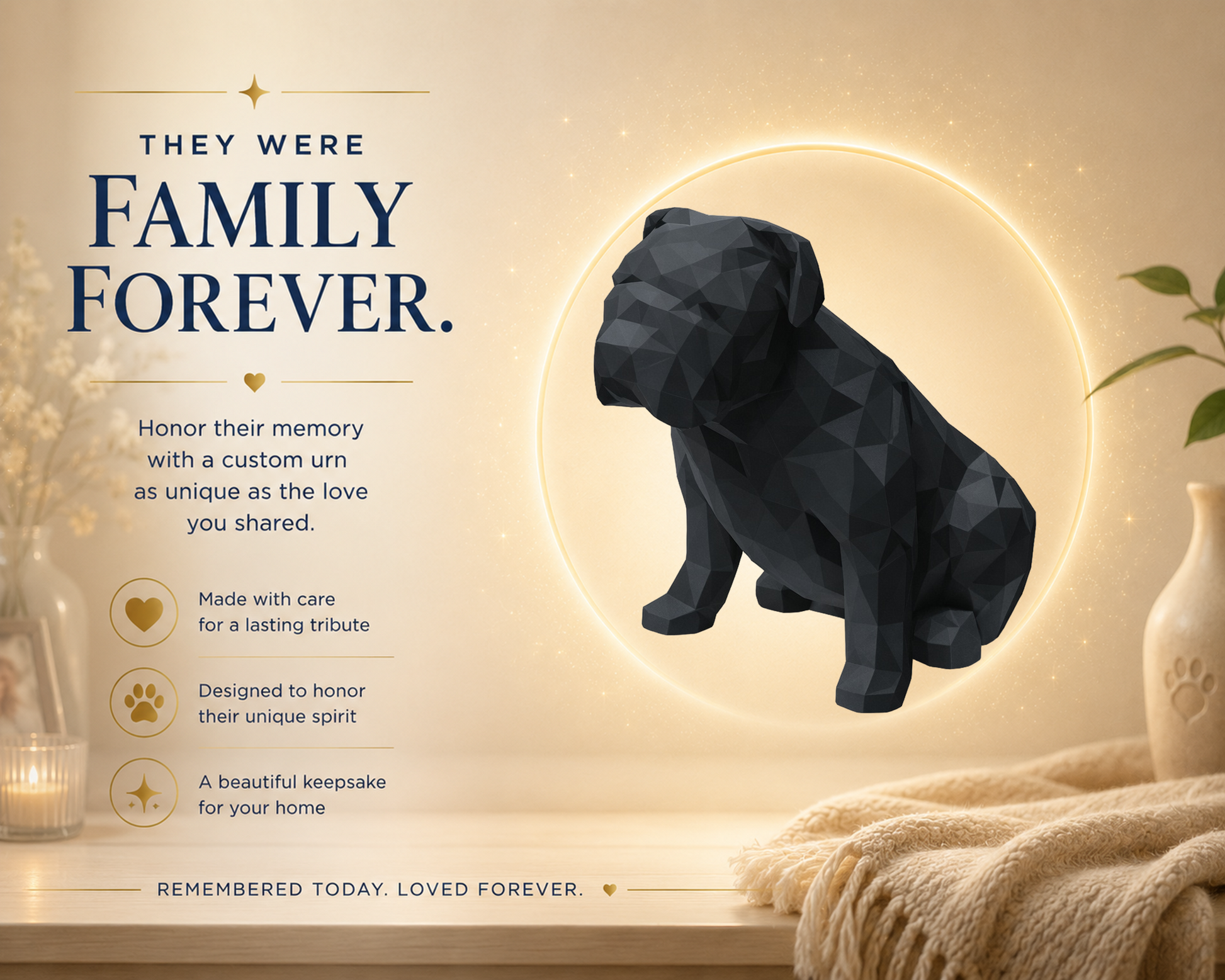 Black English Bulldog Custom Pet Urn