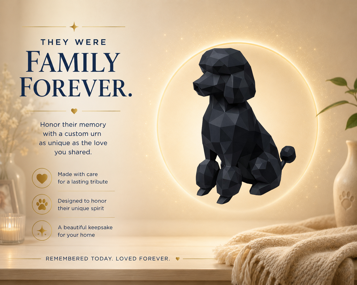 Black Poodle Custom Pet Urn