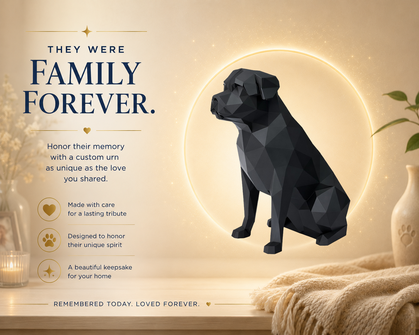 Black Rottweiler Custom Pet Urn