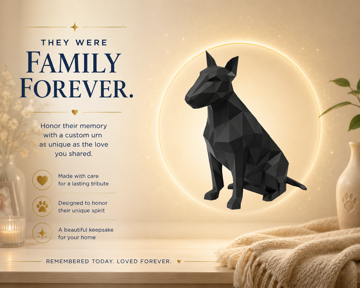 Black Bull Terrier Custom Pet Urn