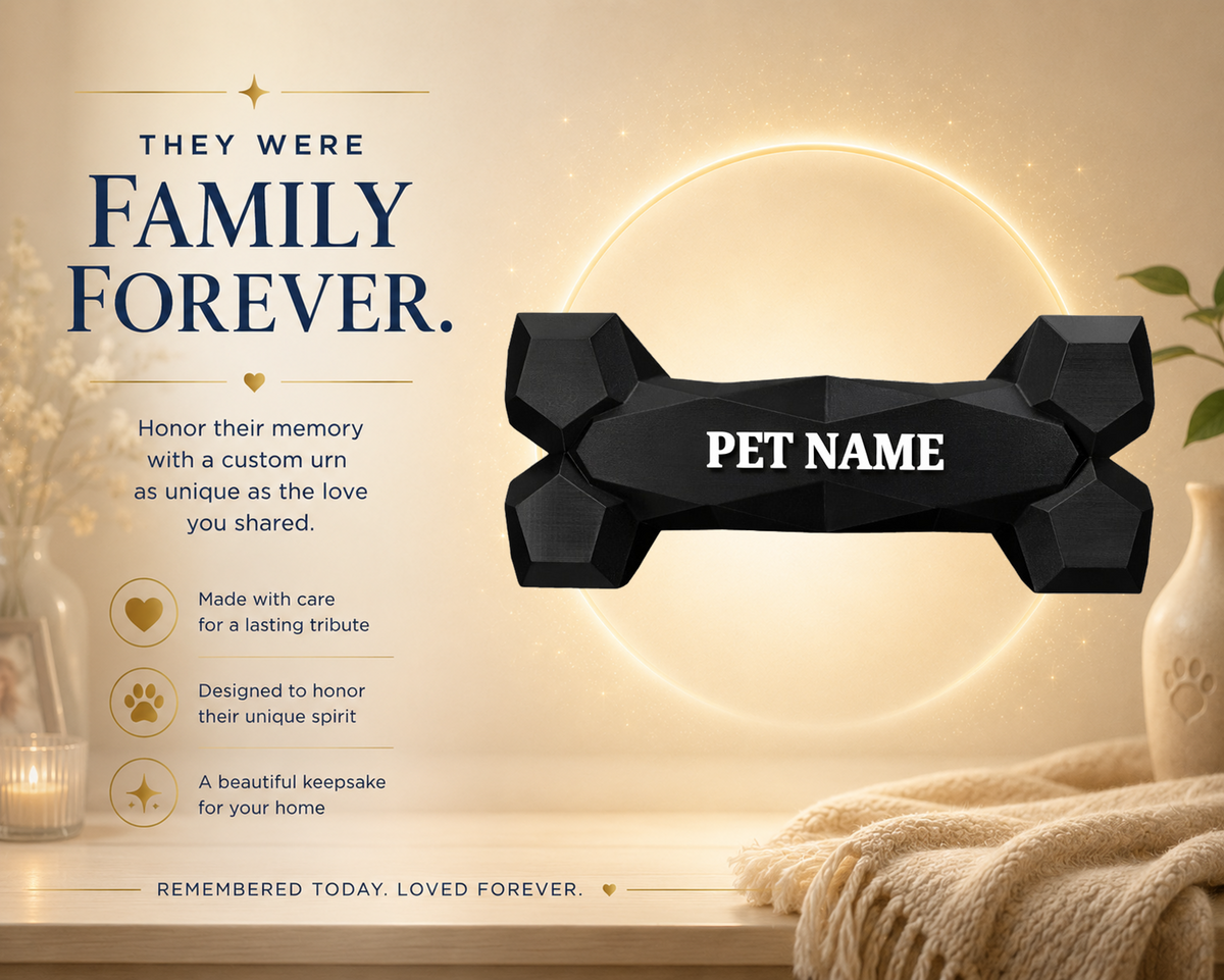 Black Dog Bone Pet Urn