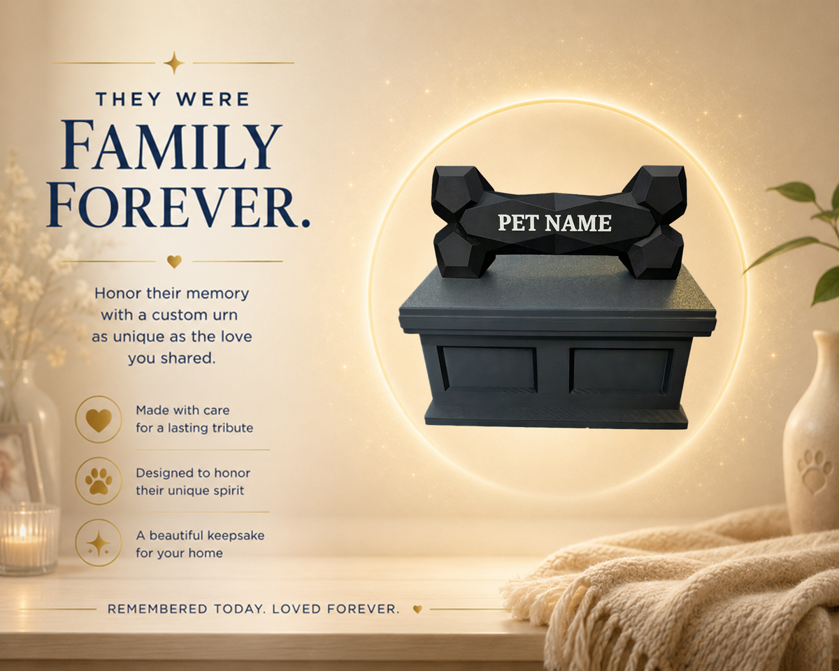 black Vault black Bone custom Pet Urn