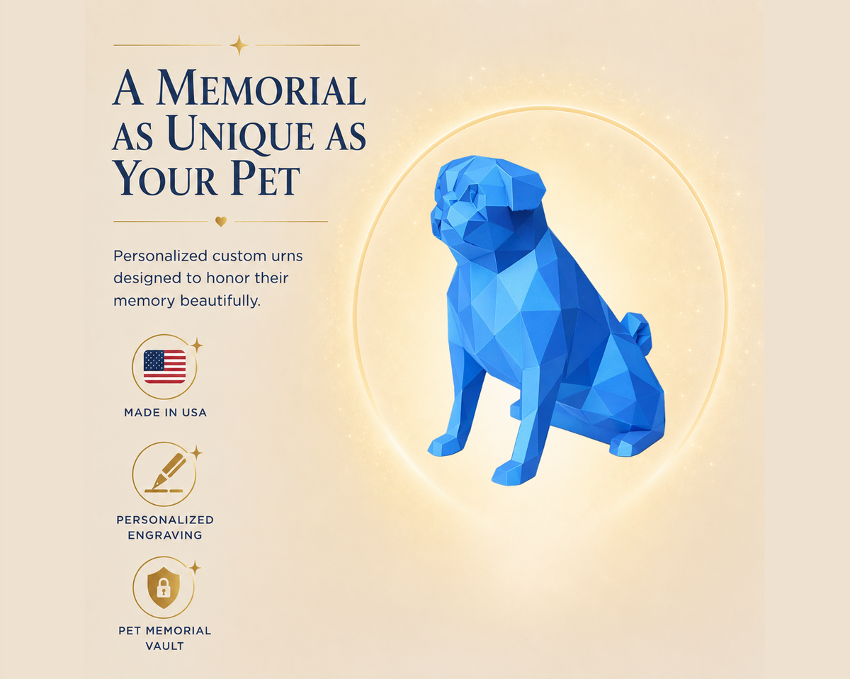 Blue Pug Custom Pet Urn