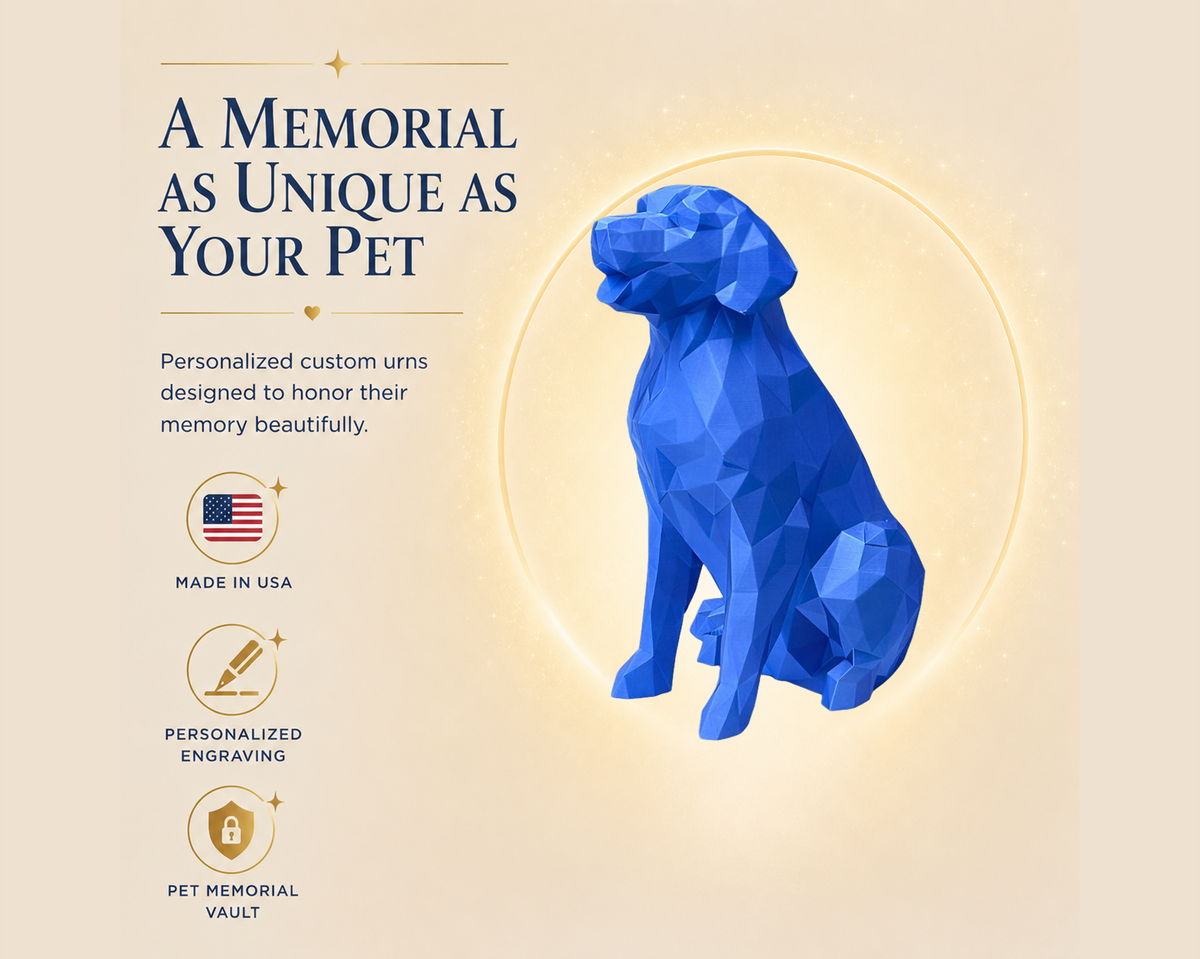 blue Golden Retriever custom Pet Urn