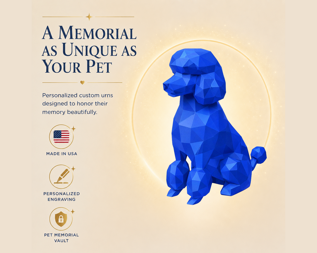 Blue Poodle Custom Pet Urn
