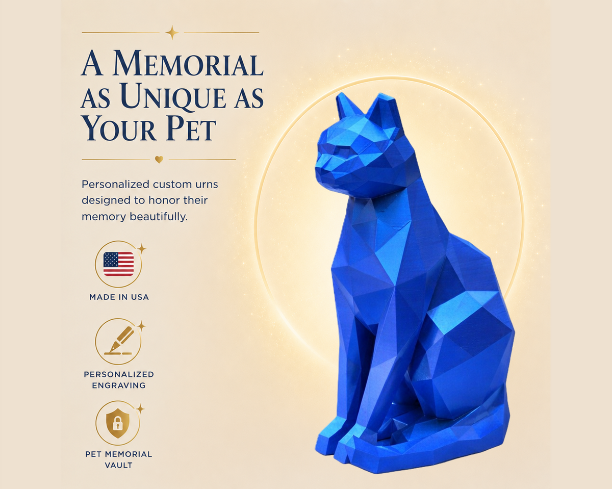 Blue Cat Pet Urn Capsule