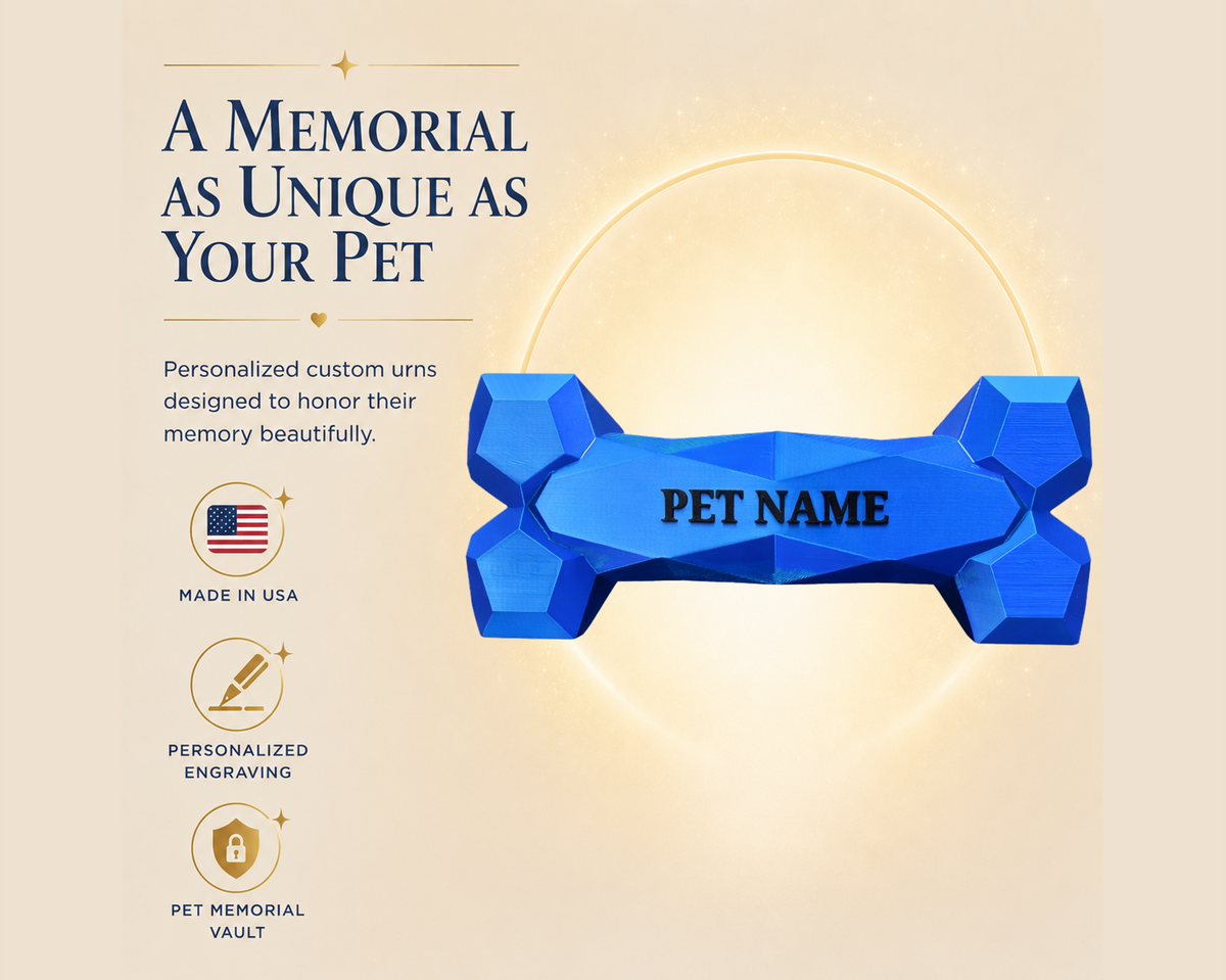 Blue Dog Bone custom Pet Urn