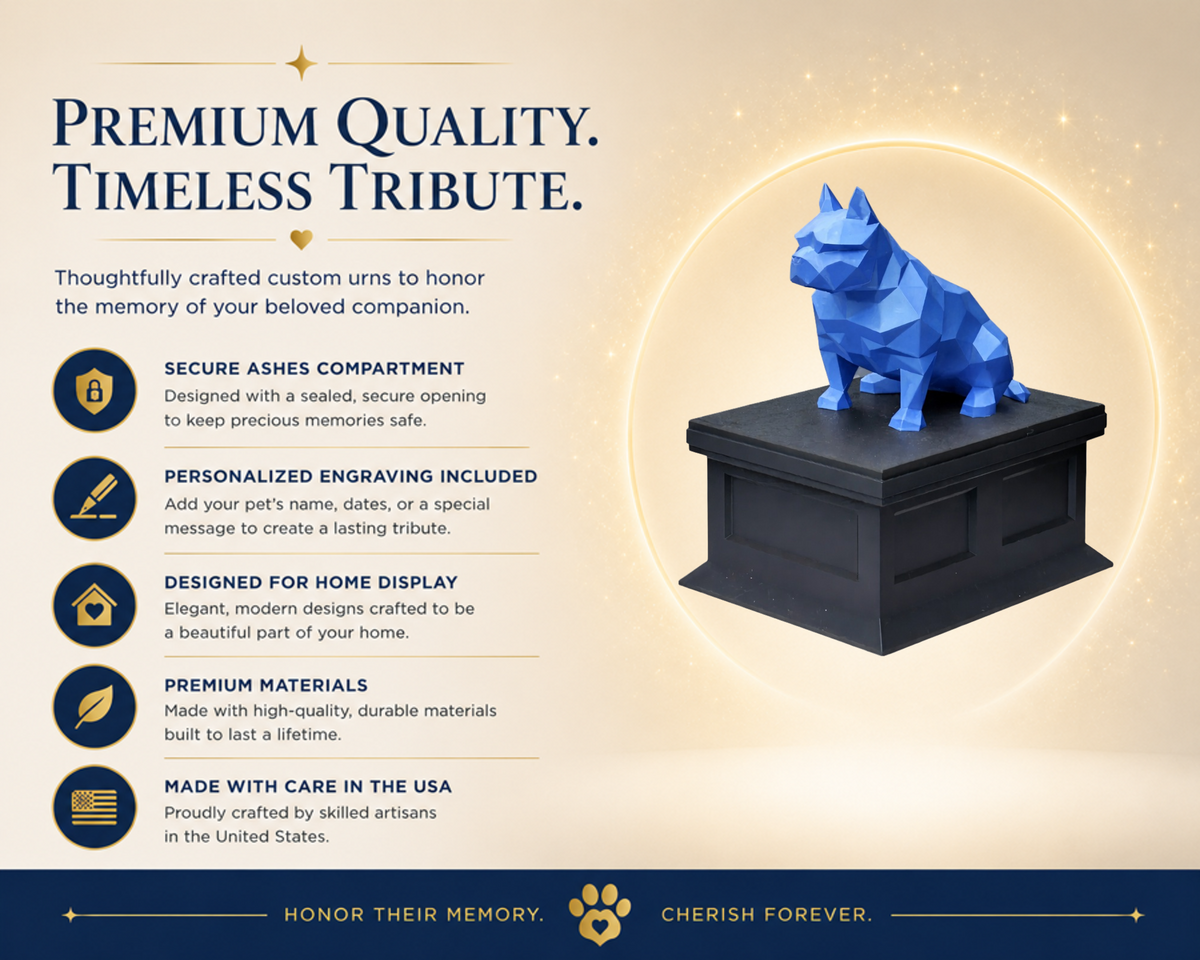 Black Vault blue American Bulldog custom Pet Urn