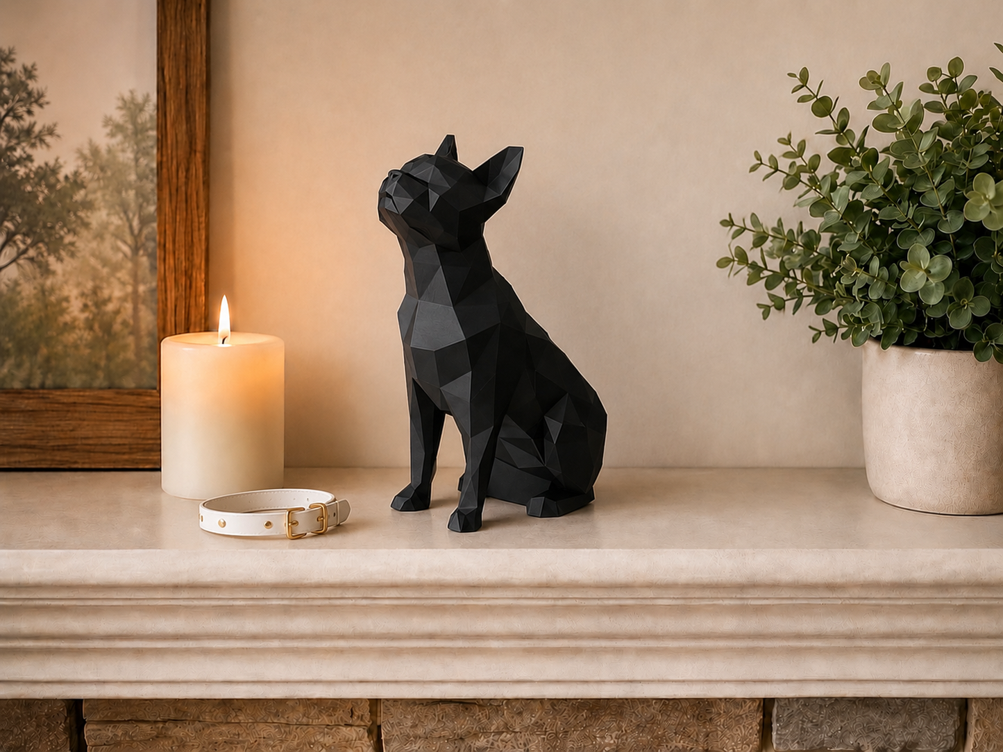 Black Boston Terrier custom Pet Urn