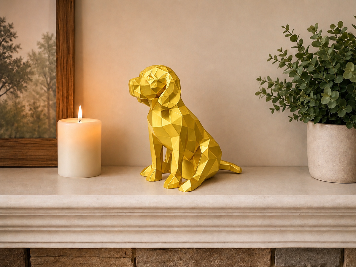 gold Beagle custom Pet Urn