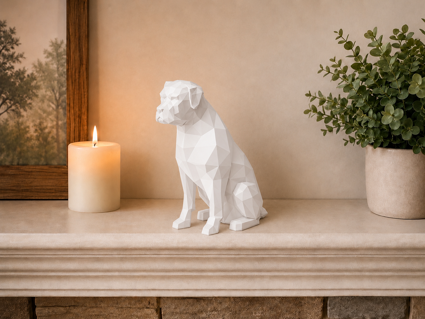 White Boxer custom Pet Urn