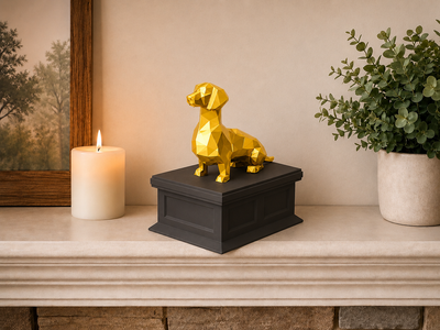 black vault gold dachshund custom Pet Urn