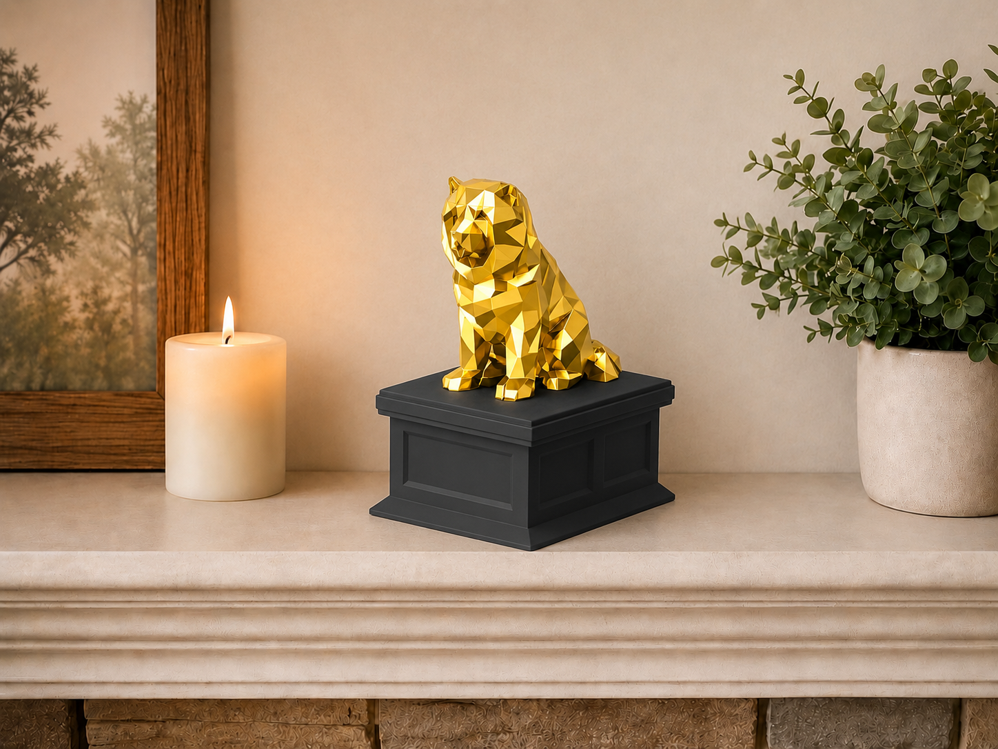 black vault gold chow chow custom pet urn