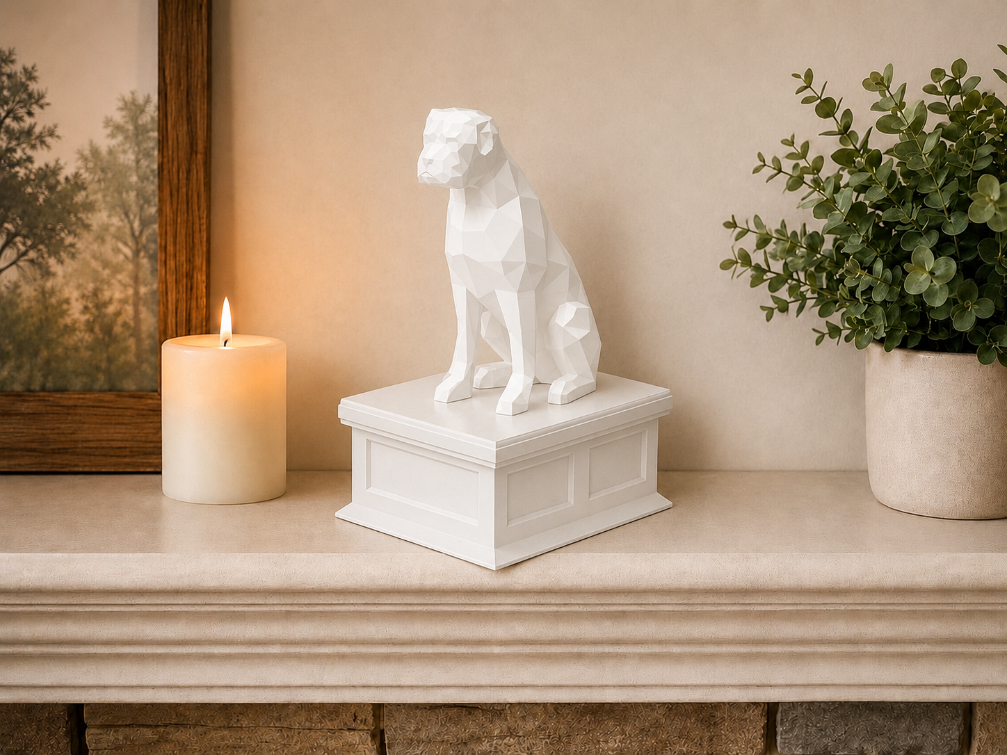 white vault white boxer pet urn