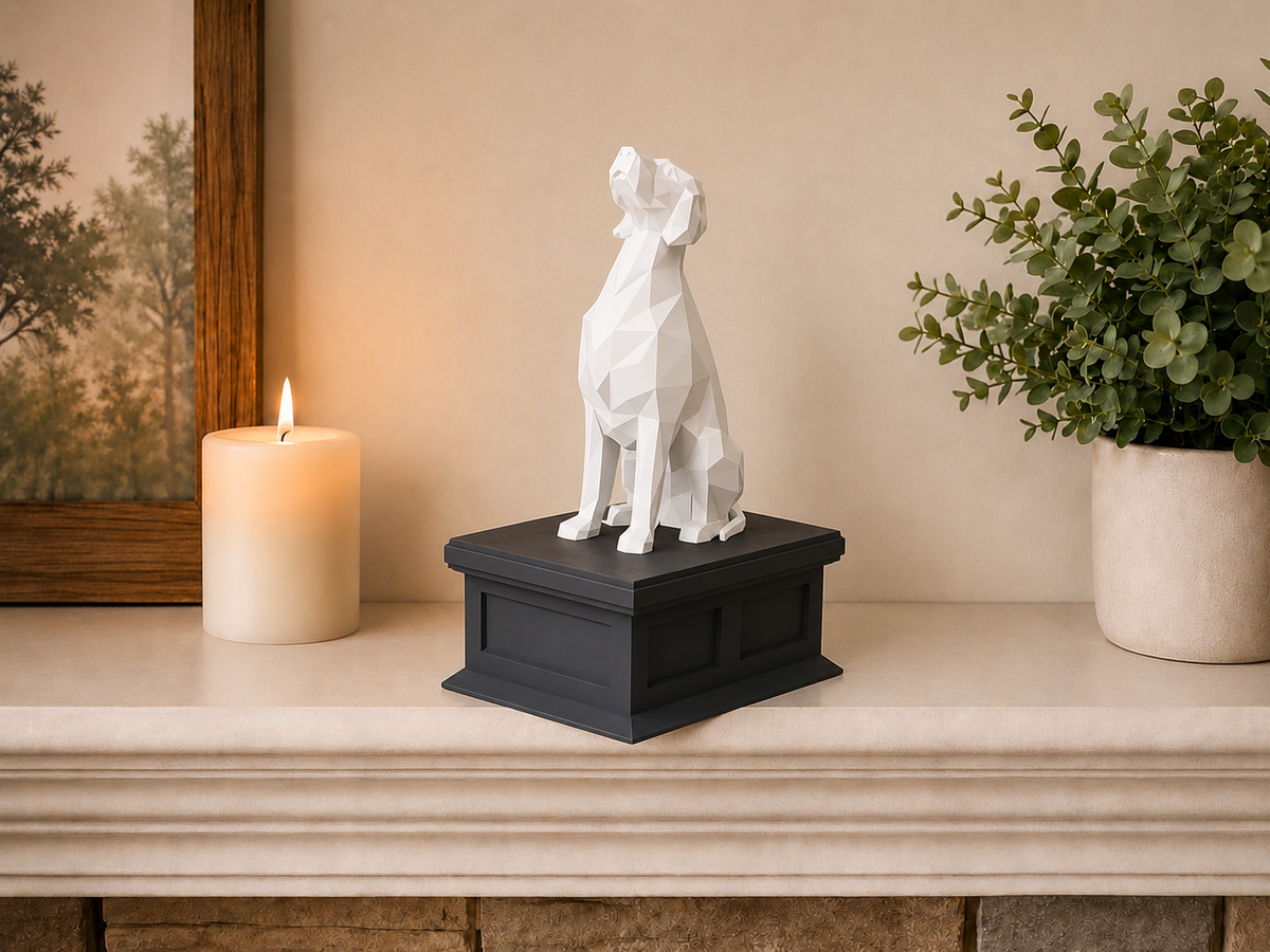 black vault white english setter custom pet urn