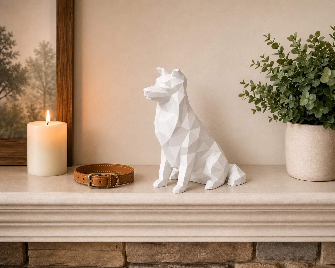 White Border Collie custom Pet Urn