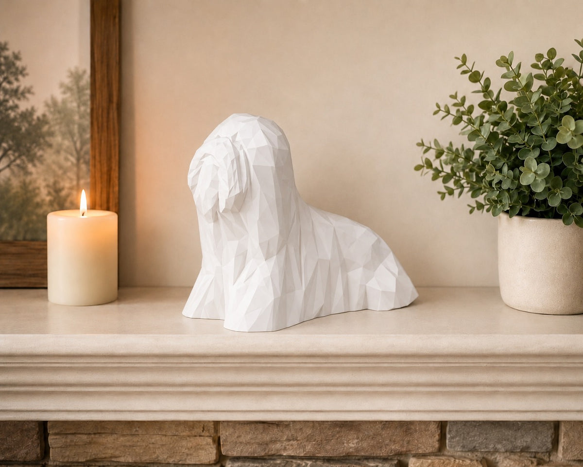 white Lhasa Apso Pet Urn