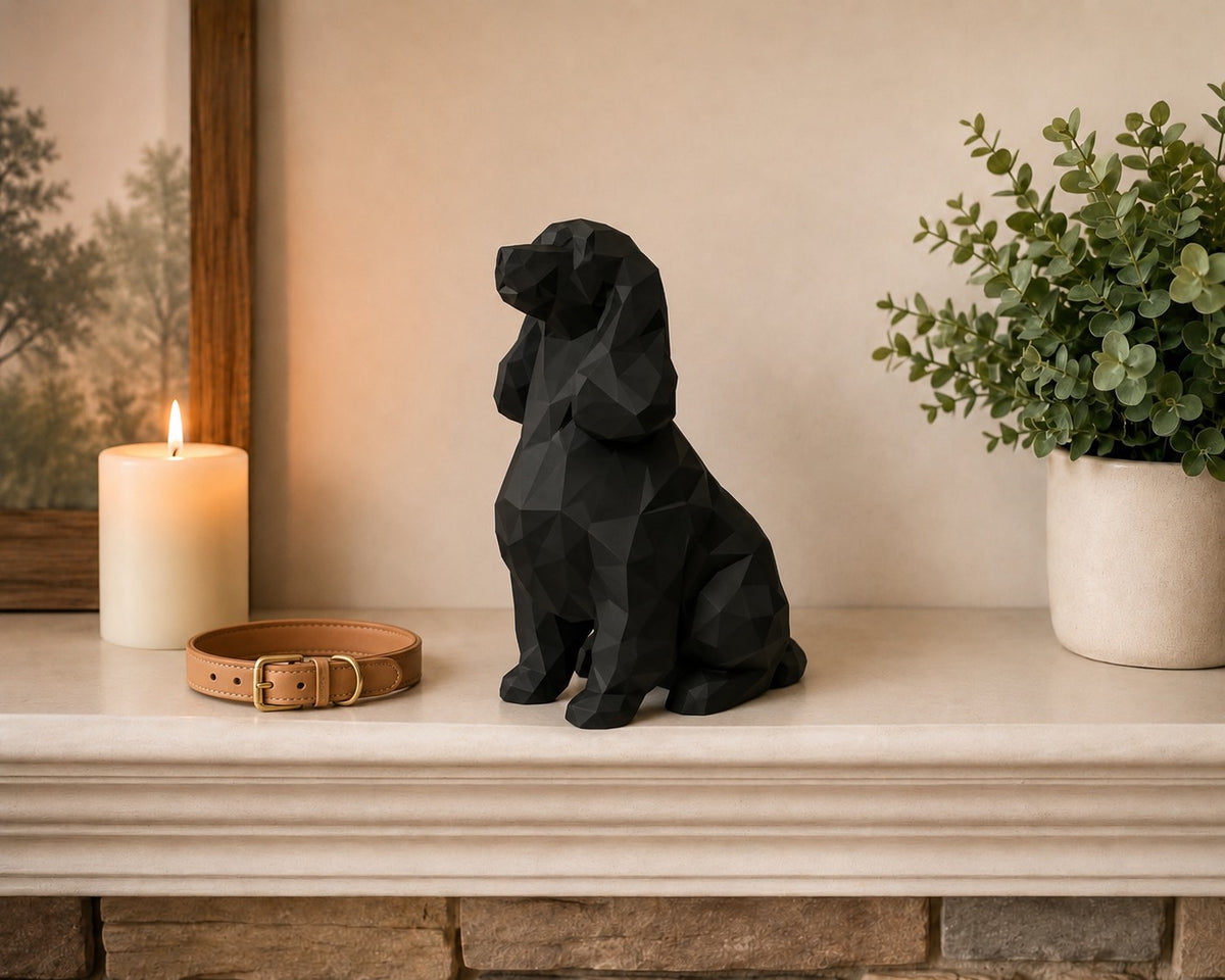 black Cocker Spaniel custom Pet Urn