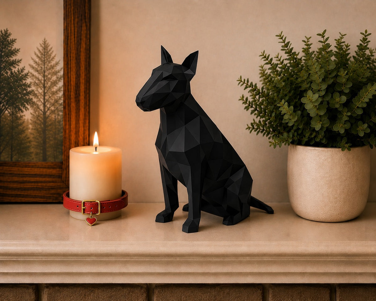 Black Bull Terrier custom Pet Urn