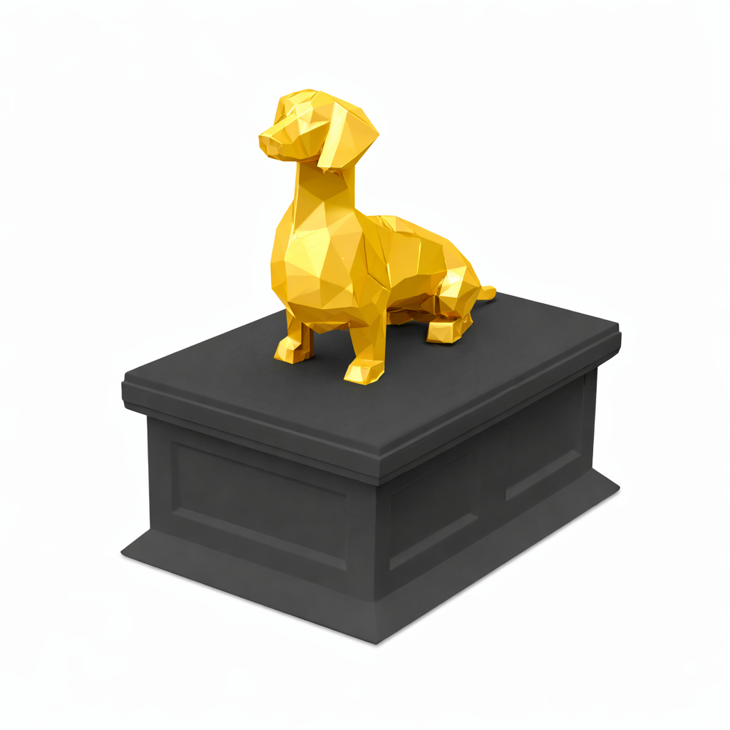 black vault gold dachshund Pet Urn