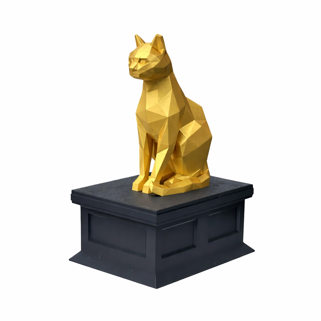 black vault gold cat pet urn