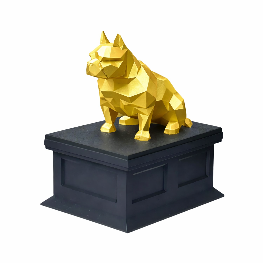 Black Vault gold American Bulldog Pet Urn