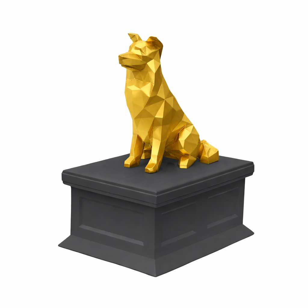 black vault gold border collie pet urn