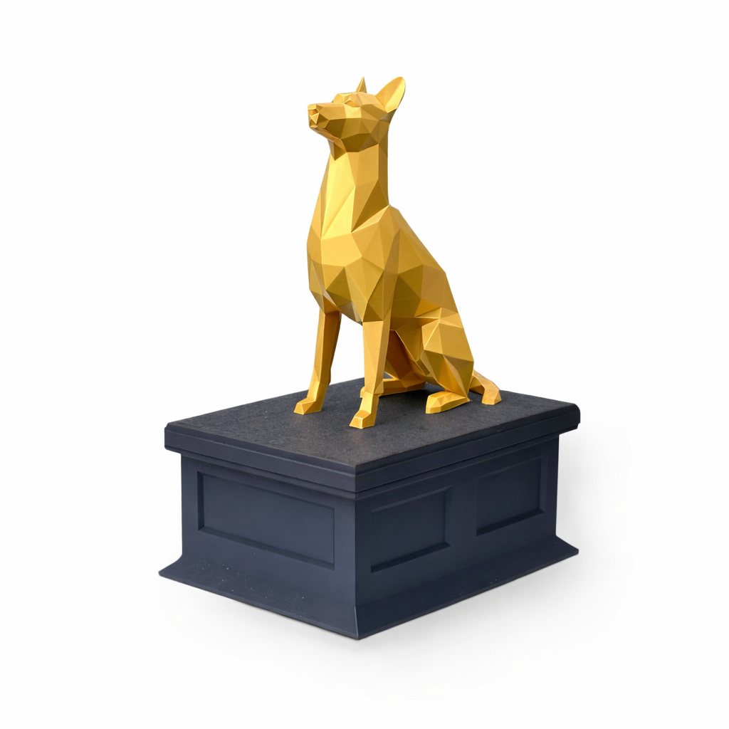 black Vault gold Belgian Malinois Pet Urn