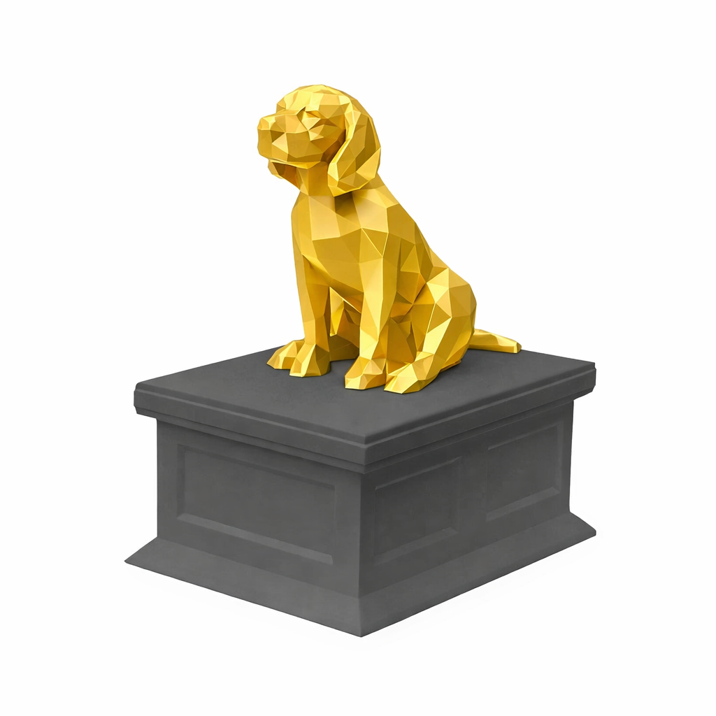 Black vault gold beagle pet urn