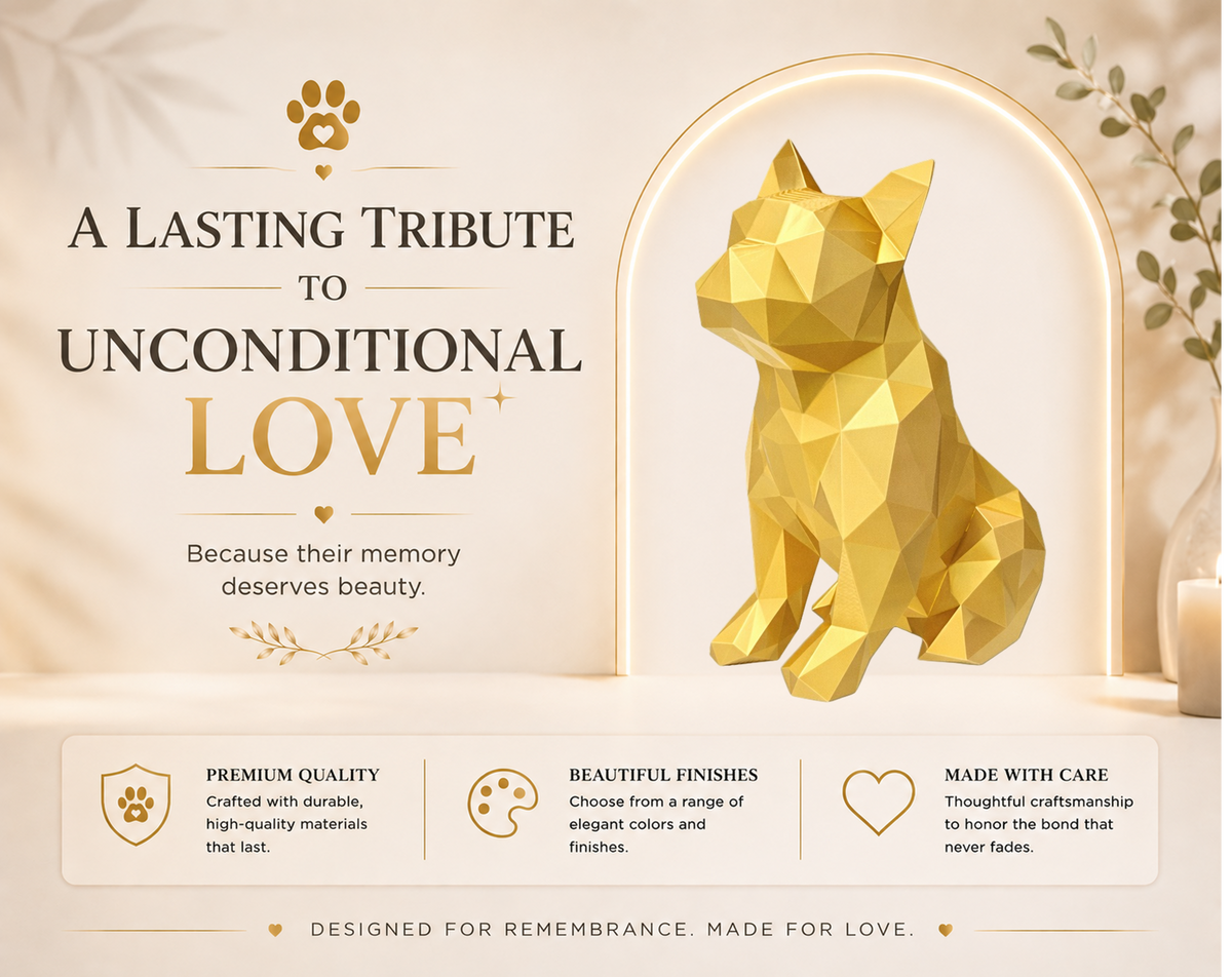gold French Bulldog custom Pet Urn