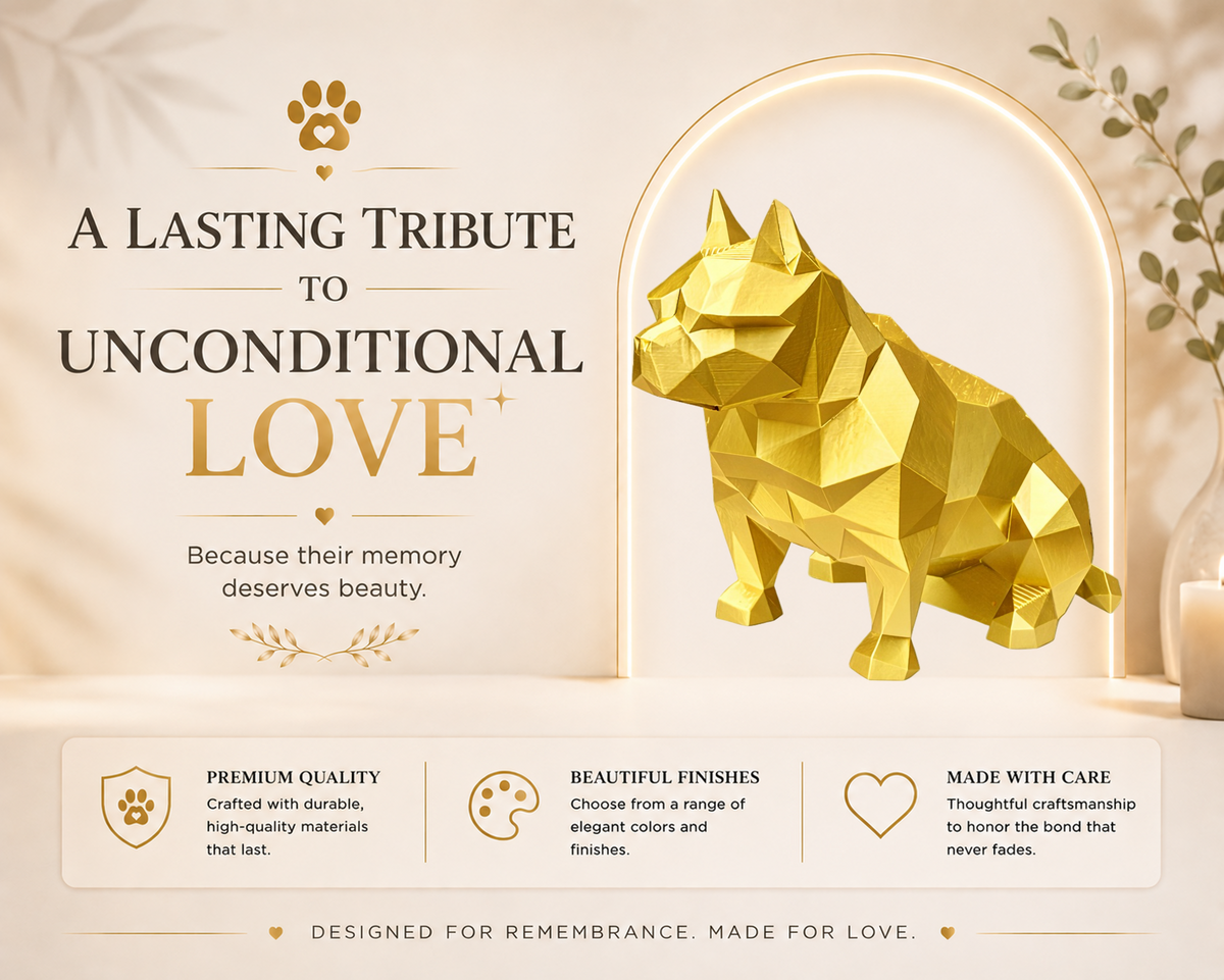 Gold American Bulldog Custom Pet Urn