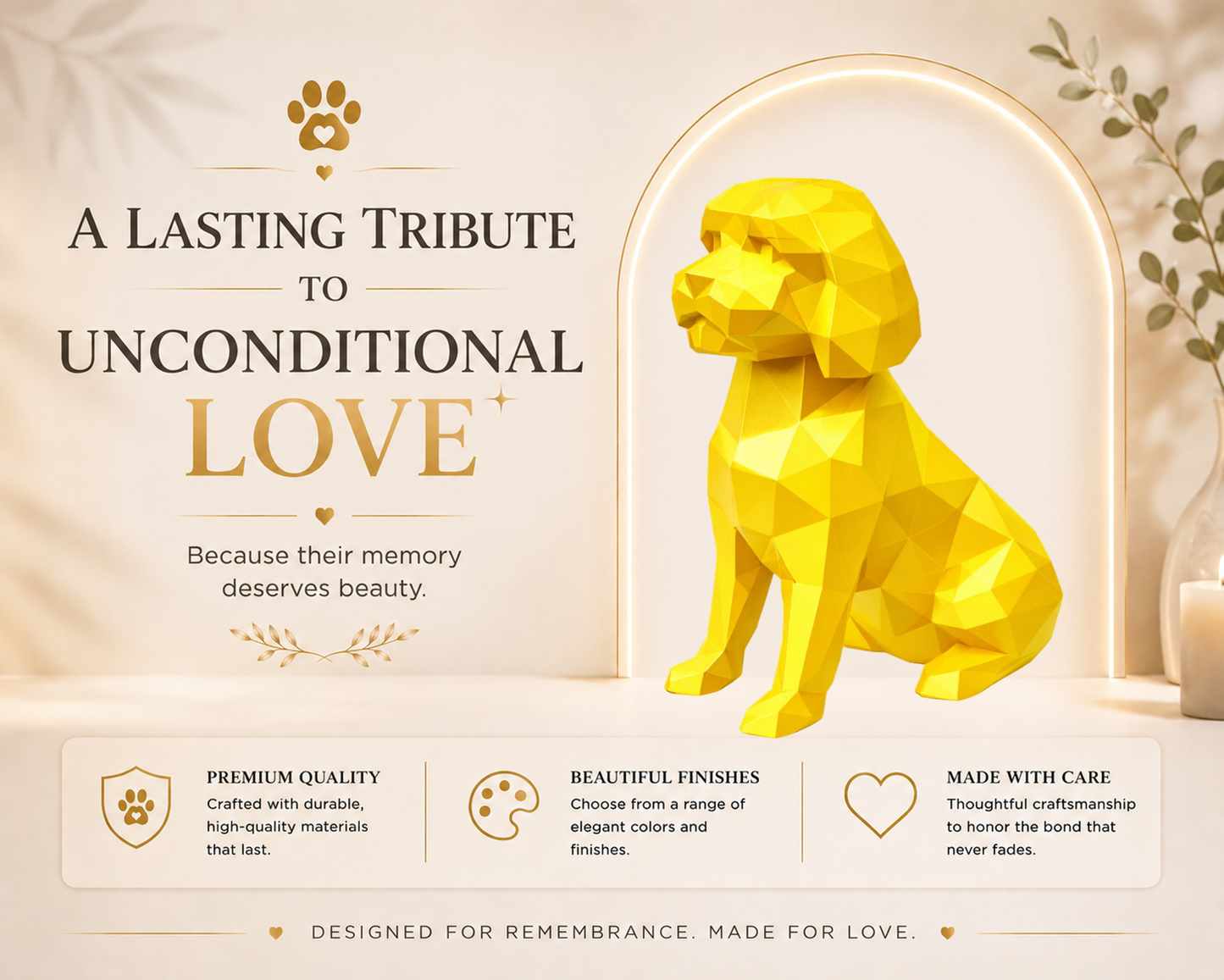 Gold Mini-Golden Doodle Custom Pet Urn