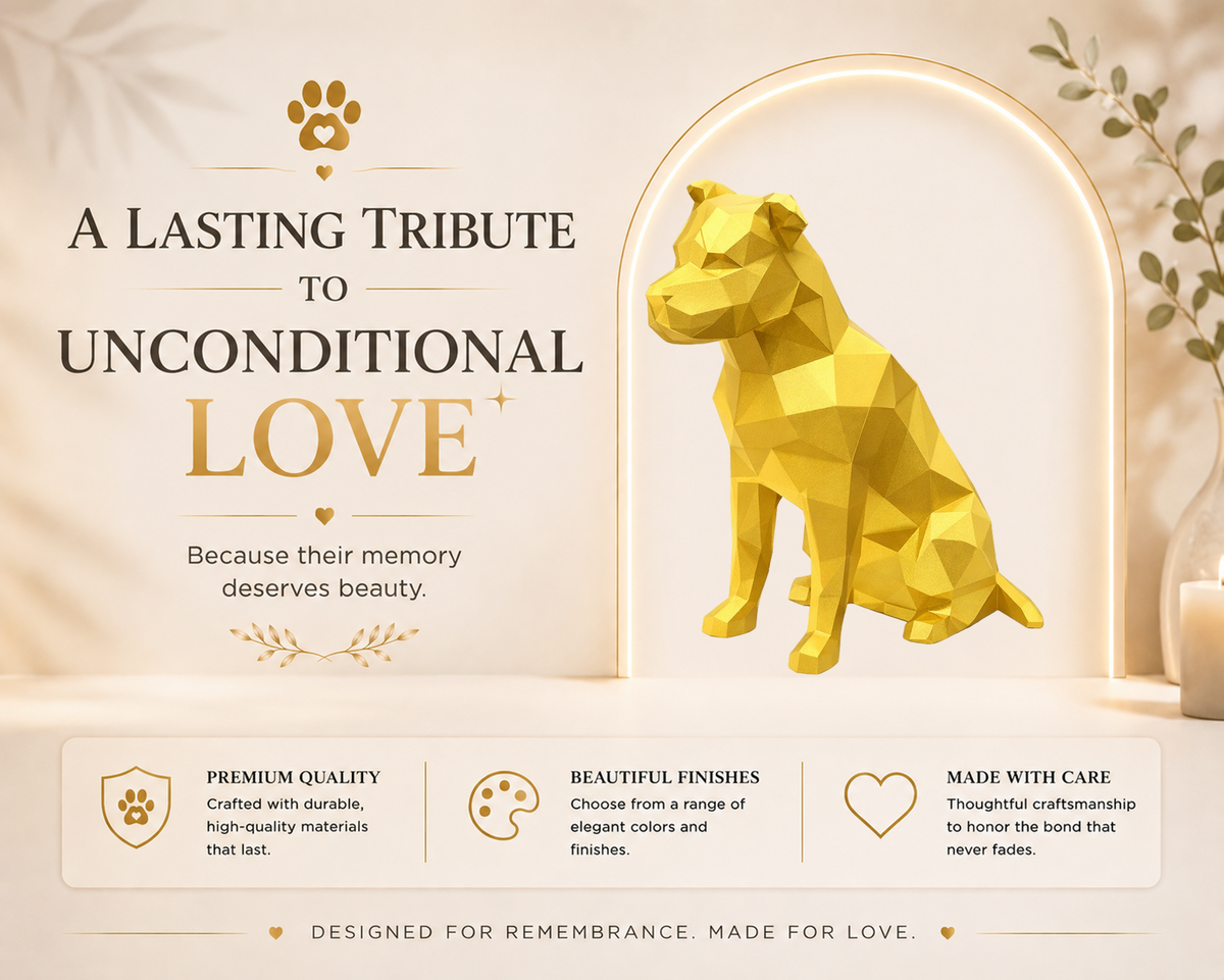 Gold Staffordshire Terrier  Pet Urn