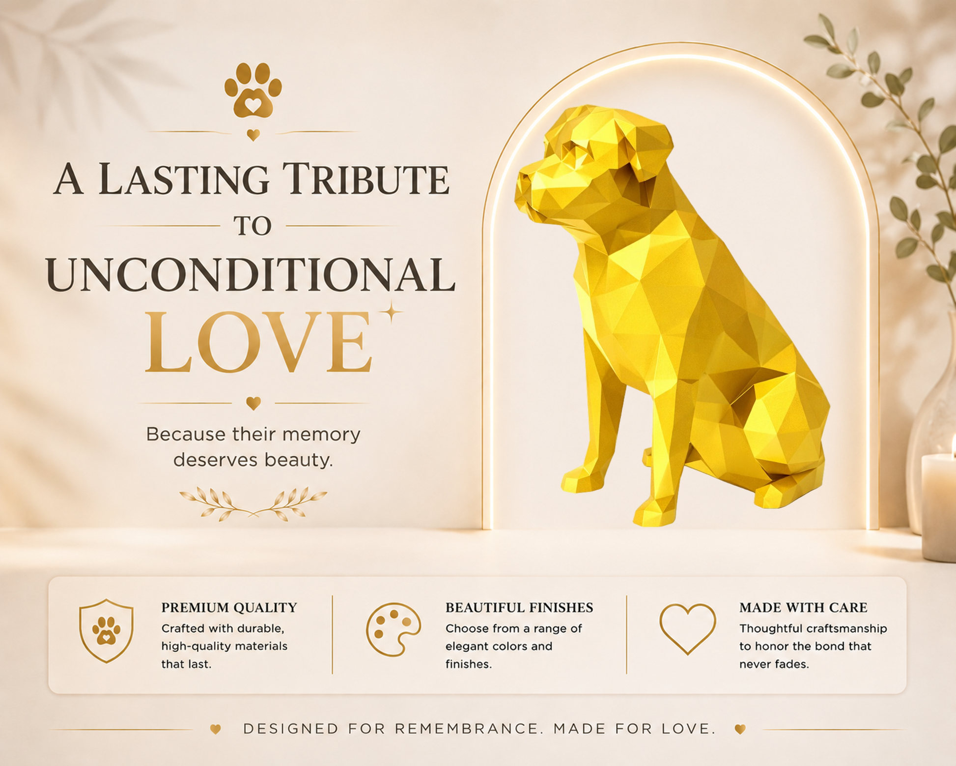 Gold Rottweiler Custom Pet Urn