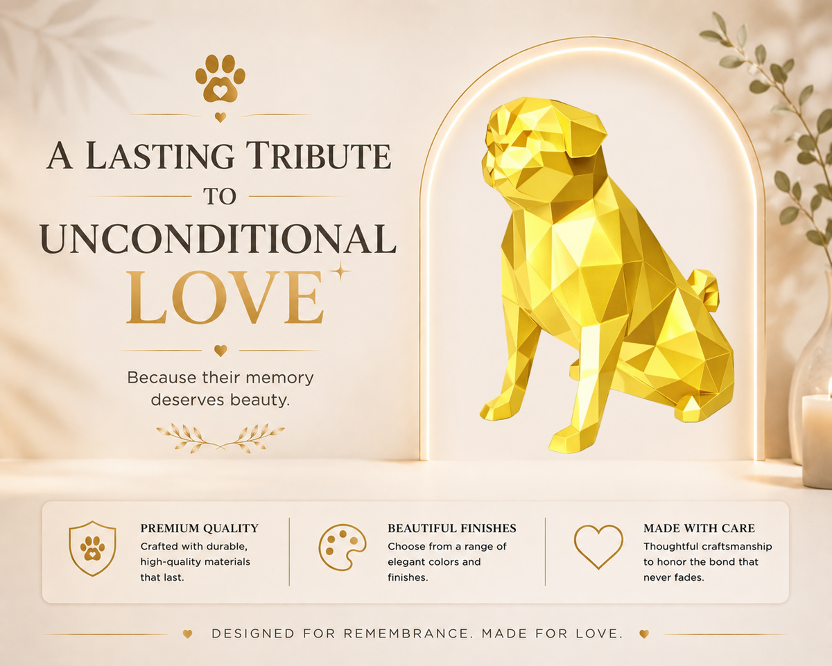 Gold Pug Custom Pet Urn