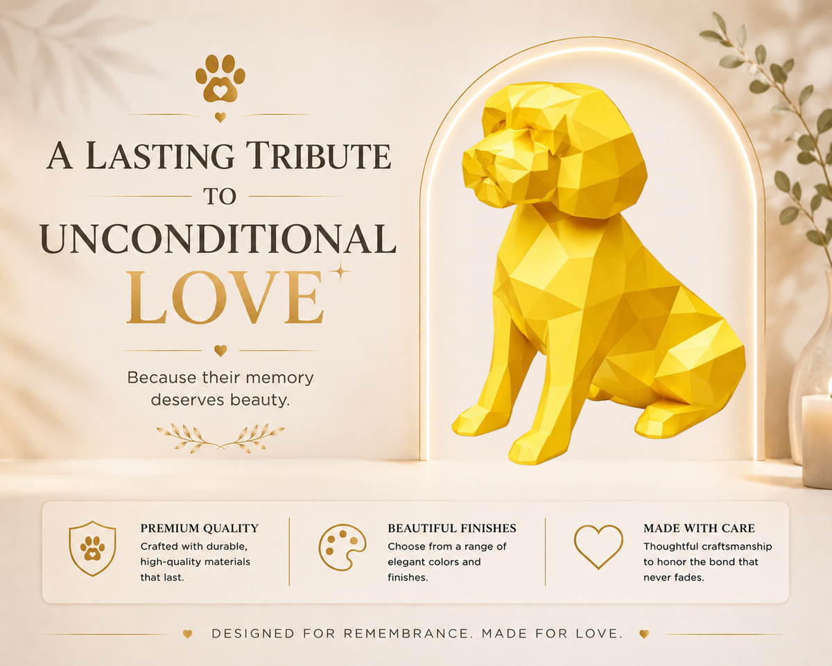 Gold Maltese Custom Pet Urn