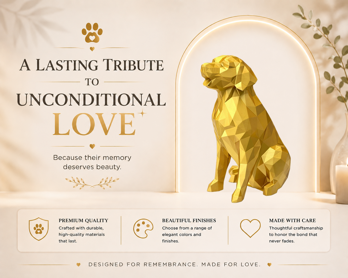 Gold Golden Retriever custom Pet Urn