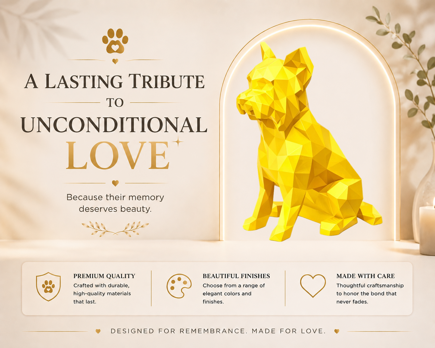 Gold Yorkshire Terrier Custom Pet Urn