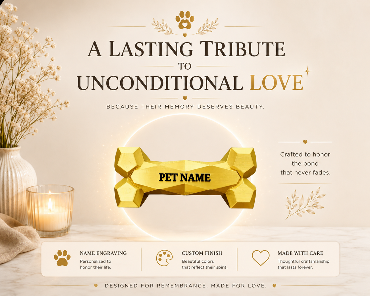 Gold Dog Bone Pet Urn