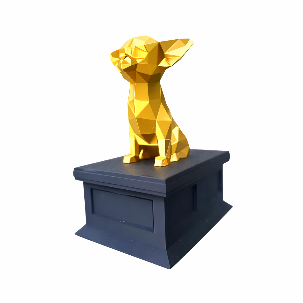 black vault gold Chihuahua pet urn