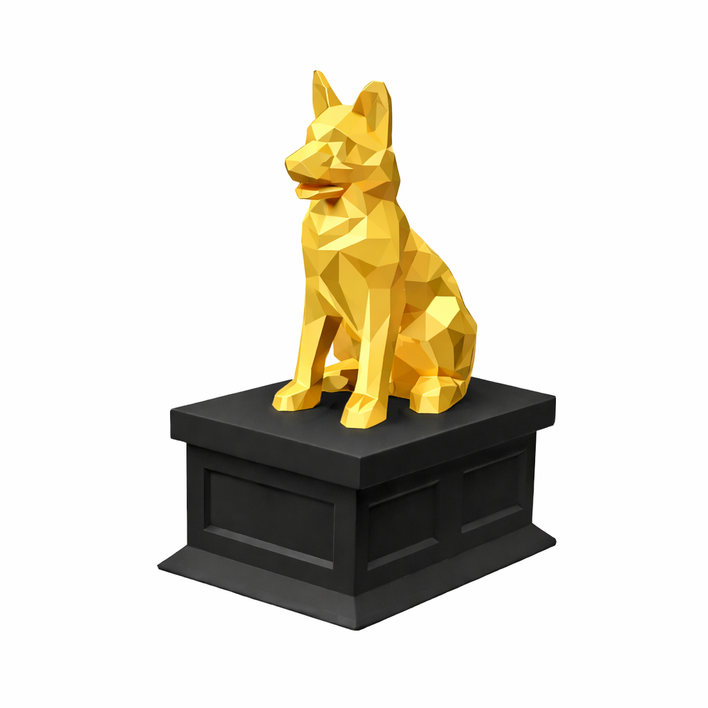 black vault gold german shepherd pet urn