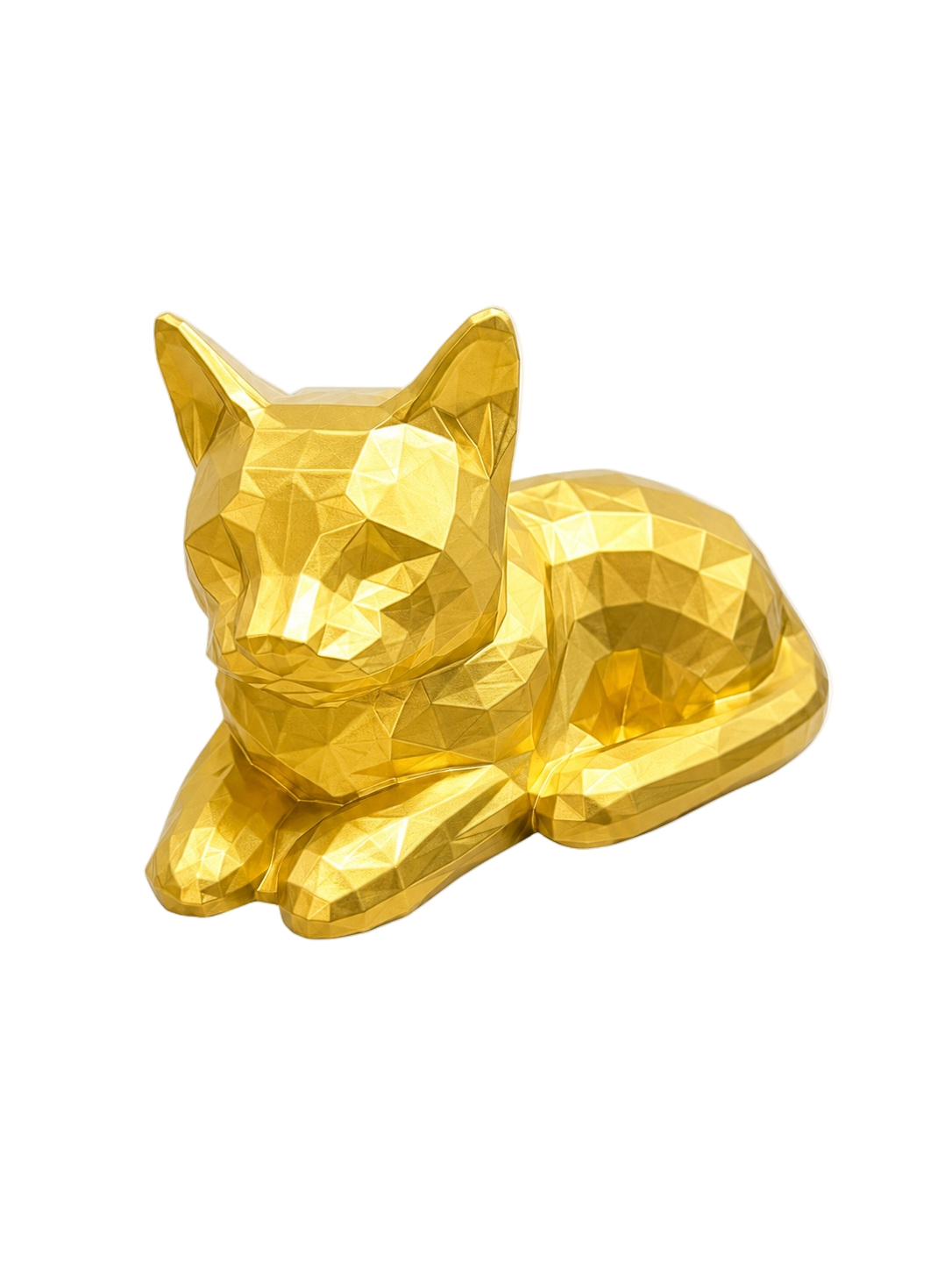 gold Cat laying Pet Capsule Urn