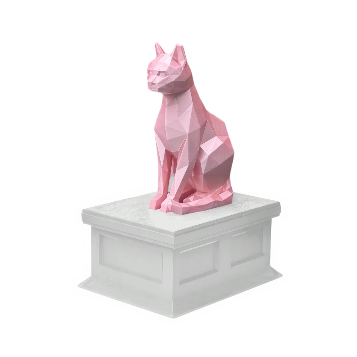 white vault pink cat pet urn