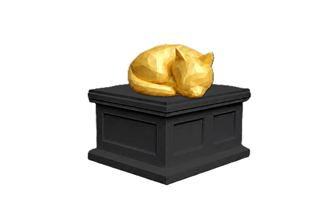 Curled Cat Vault Pet Urn